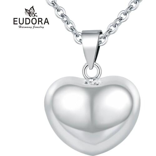 Eudora 20mm Heart Harmony Bola Ball Angel Caller Pregnancy Pendant Necklace for Women Mom Jewelry for Mother day gift n14NBB366