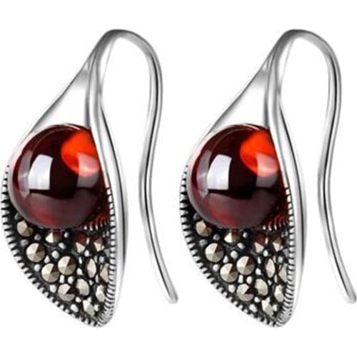 KJJEAXCMY fine jewelry 925 pure silver inlaid garnet female earrings jewelry lady jewelry
