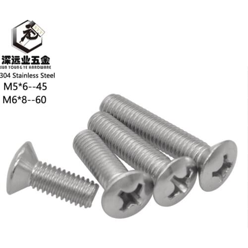 100pcs DIN966 Stainless Steel 304 Phillips Oval Hesd Machine Screws / Cross Recessed Raised Countersunk Head Screw M5 M6