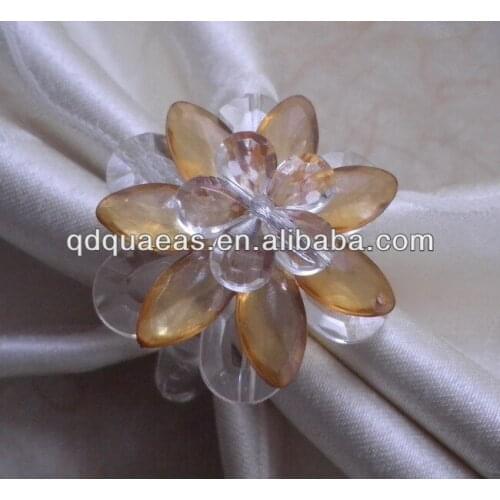 Crystal orange flower napkin ring, beaded wedding napkin holder