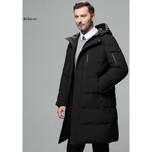 Mens Jackets Winter New Males Solid Color Business Casual Hooded Coats Thickened Warm Windproof Clothes