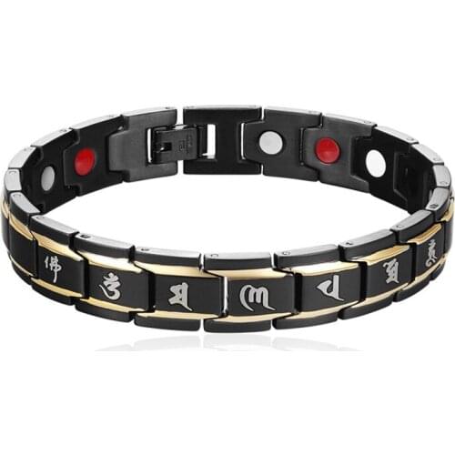 Magnetic Bracelet for Men Women Health Energy Bracelets Bangles Stainless Steel Male Gift Black Color Adjustable