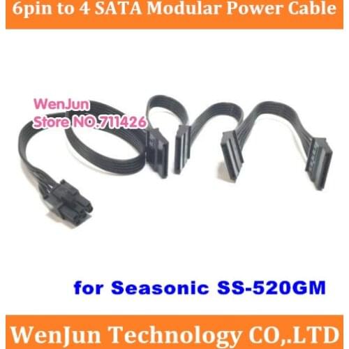 Pci-e 6pin male 1 to 4 SATA 15pin Modular Power Supply Cable for Seasonic SS-520GM Active PFC F3 (M12II-520Bronze)