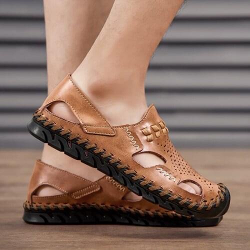 SHENCE 12.5 Inch Size Summer Mens Sandals and Slippers Beach Shoes Hiking Shoes Breathable Uppers Non-slip Wear-resistant Soles