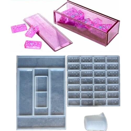 DIY set domino/storage box silicone mold can make chocolate mold UV resin dried flower decoration mold accessories