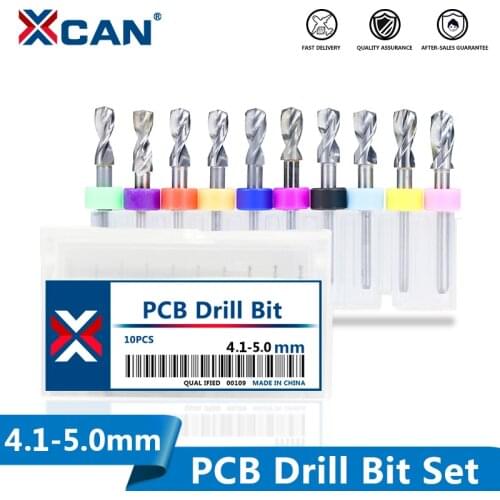 XCAN 10pcs 4.1-5.0mm Print Circuit Board Drill Bit Set 3.175mm Carbide PCB Drill Bit Set