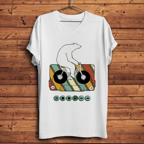 Polar bear Winding tape funny t-shirt homme short sleeve t shirt men summer new white casual tshirt hipster unisex streetwear