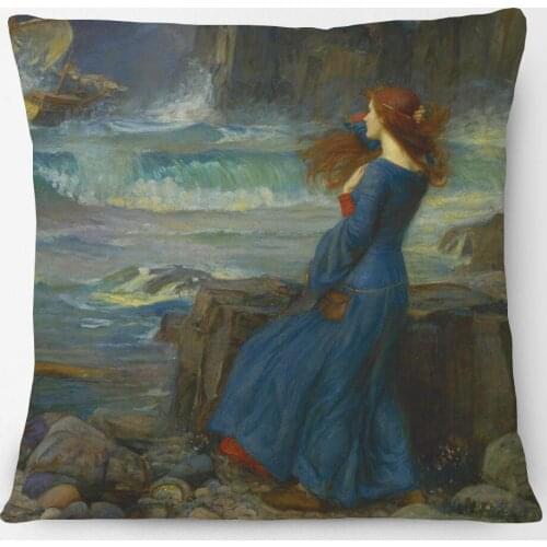 The Tempest Press Cushion Covers Oil Painting Art Young Woman Floral Fairland Decorative Pillow Case