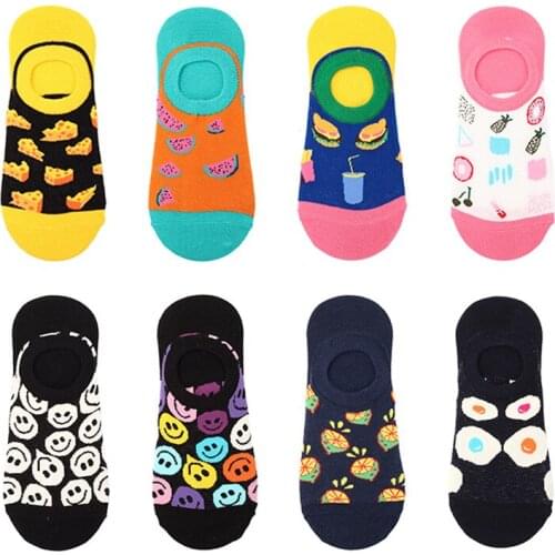 2021 Spring Summer New Socks Women Silicone Antiskid Stealth Woman Socks Watermelon Hamburger Orange Harajuku Designer Socks