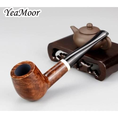 New Straight Smoking Pipe 9mm Filter Briar Tobacco Pipe 50 cleaner 20 filter free set Briar Wood Pipe White Ring Briar Pipe Set
