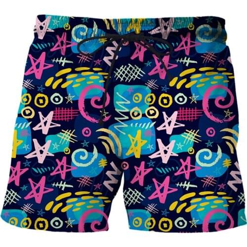 2021 new graffiti art 3d Printed Beach Shorts Men Pants Fashion Board Shorts Abstract pattern Streetwear Swimwear Male DropShip