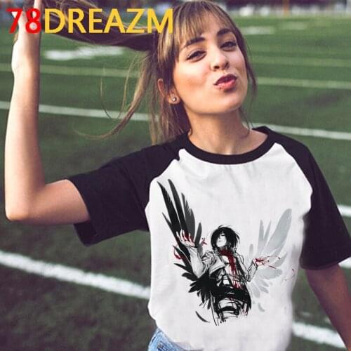 Attack on Titan Shingeki No Kyojin top tees female 2021 aesthetic tumblr harajuku kawaii print t shirt t-shirt vintage