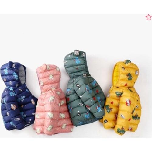 COOTELILI Cute Dinosaur Winter Parkas Kids Jackets For Baby Girls Boys Clothes Thick Cotton Childrens Coat Baby Outerwear