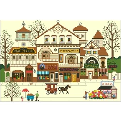 Carriage in front of the castle counted 11CT 14CT DIY Cross Stitch Sets wholesale Cross-stitch Kits Embroidery Needlework