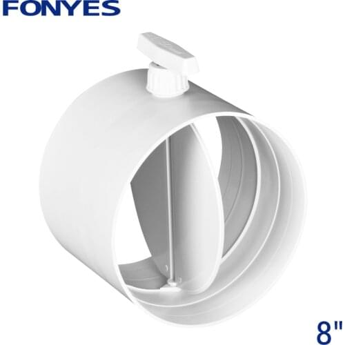 HVAC 200mm plastic air valve volume flow rate damper manual air duct check valve for ventilation pipe 8 inch