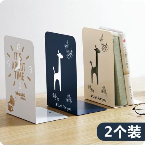 Simple Iron Magazine Holder Cartoon Bookends Stand Office Organizer Desk Bookshelf Office Accessories Book Rack