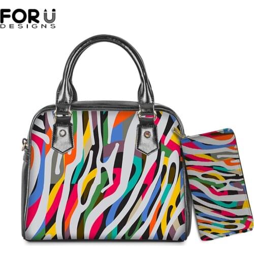 FORUDESIGNS 2021 Luxury Handbags With Wallet For Female Zebra Skin Pattern Women Casual Messenger Bags Lady Shoulder Bags