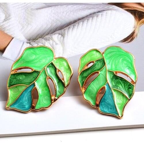 New Leaf Earring Wholesale Metal Oiled Drop Earrings Fine Jewelry Fashion Trend Accessories For Women