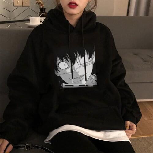 Streetwear Gothic Anime Kakegurui Yumeko Jabami Sweatshirt Casual Plus Size Punk Loose Harajuku Hip Hop Women Hooded Sweatshirt