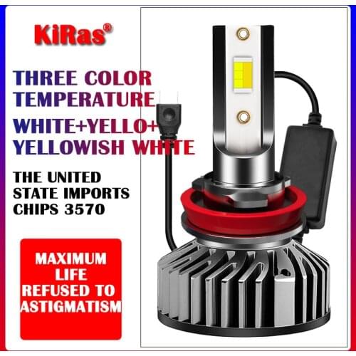 Three color temperature 2Pcs H7 LED HB3 H11 H8 9006 HB4 H1 Car Headlight Bulbs LED Lamp with 7035 Chips 18000LM Auto Fog Lights