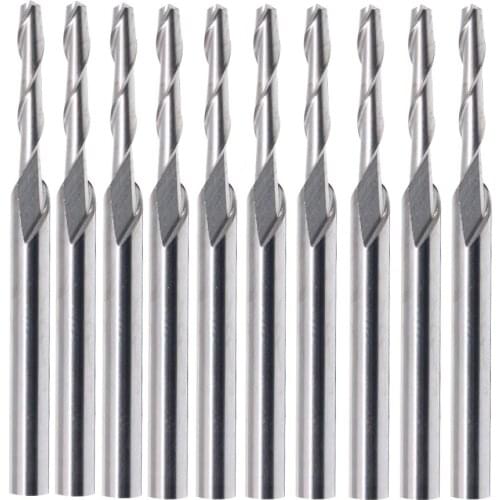 Solid Carbide 3.175x1.5x7mm Two Flute Spiral Bit for Rosewood 10pcs