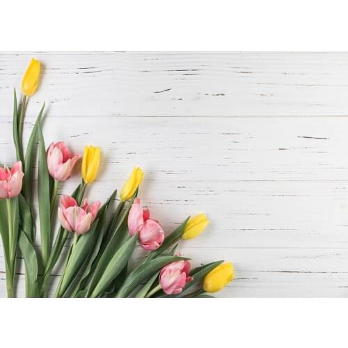 Tulip Wooden Board Photography Backdrop Vinyl Cloth Fond Background Photo Studio for Children Baby Shower Pets Toy Photophone