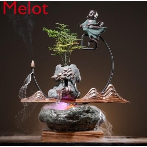 Water Humidifier Lucky Feng Shui Decoration Zen Gift Backflow Incense Burner Large Sandalwood Living Room Home Decorations