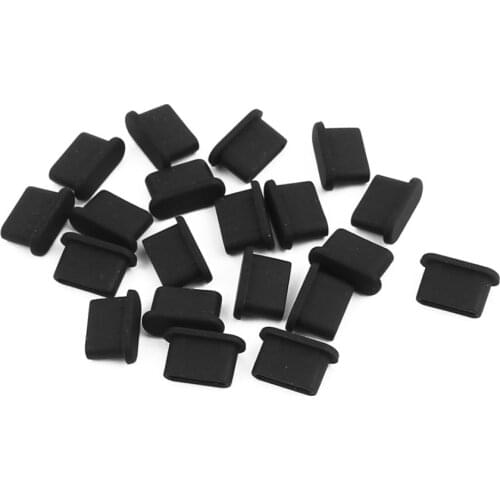 Uxcell High Quality 20Pcs 10x6x4mm TYPE-C Black Silicone Anti-dust Stopper/Plug for Protect Data Port Of Mobile Phone Hot Sale