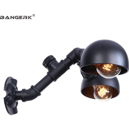 Vintage Edison Sconce Wall Lights Industrial Black Water Pipe LED Wall Lamp Double Loft Decor Wall Light Home Lighting Fixtures