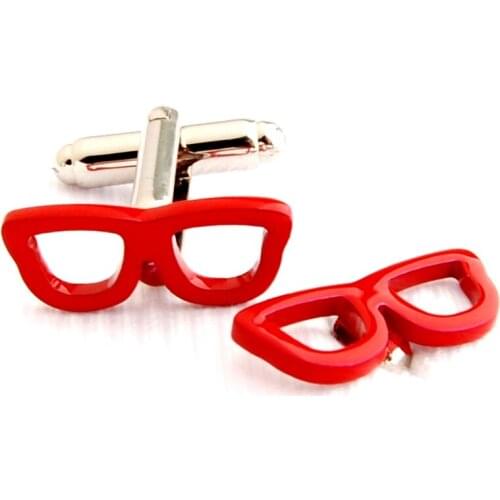 YH-1759 Cool Cut Red Glasses Cufflinks,Black Mustache Cufflinks,Bow Tie Cufflinks