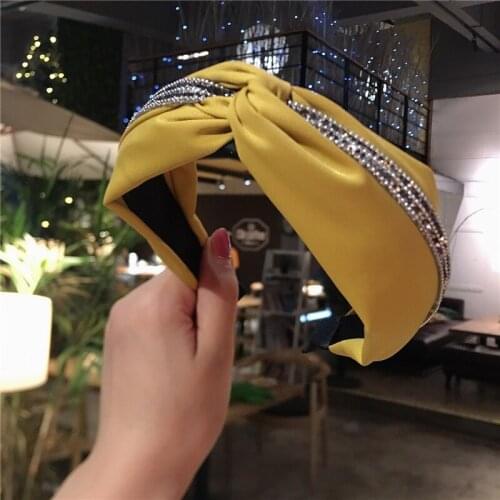 Women Hairbands Knotted Headbands Crystal Rhinestone Wide Hair Bands Girls Vintage Twisted Tie Headwear For Hair Accessories