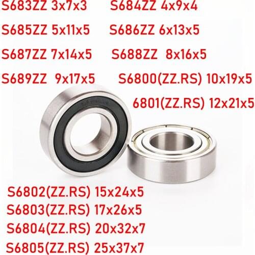 1PC 2PCS 4PCS S683ZZ S684ZZ S685 S686 S687 S688 S689 S6800 S6801 S6802 S6803 S6804 S6805 ZZ RS 440 Stainless Steel Ball Bearing