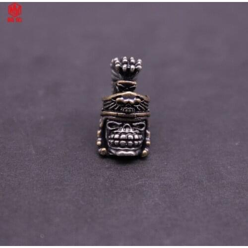 1PCS Outdoor DIY Tools EDC Brass Red Tassel Warrior Knife Bead Lanyard Pendant Key Ring Accessories