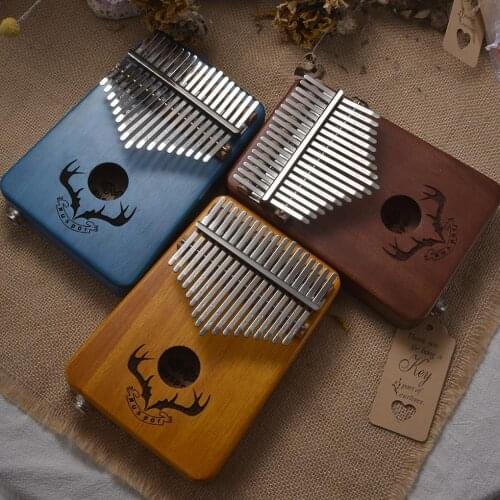 17 Keys Wood Piano Set Metal Keys Kalimba Tuning Hammer Storage Bag Music Score Kit