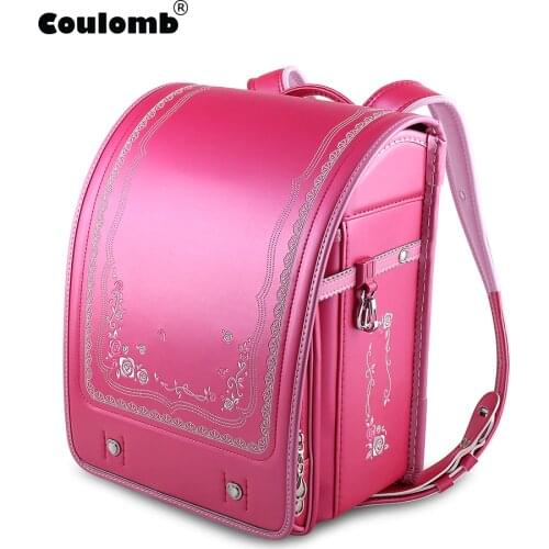 Coulomb 2021 High Quality Flower Patteren Embroidery Japanese Backpack Spine Protection Breathable Kid Children Randoseru рюкзак
