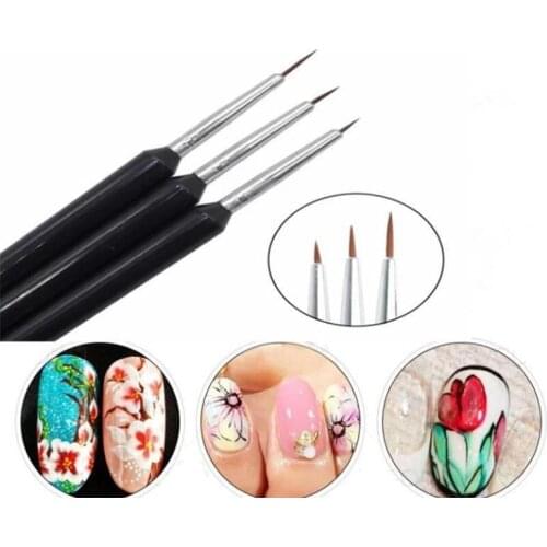 3Pcs/Set New Fashion Nail Art Brushes Acrylic French Painting Brush Design Stripes Lines Liner DIY Drawing Pen Manicure Tools