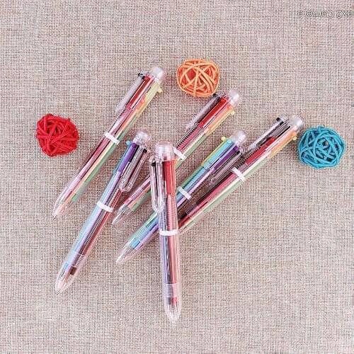 4pcs/lot Hot Sale High Quality Creative 6 Colors Ballpoint Pen 0.5mm For Kids Flexible Ball Pens Office School Supplies