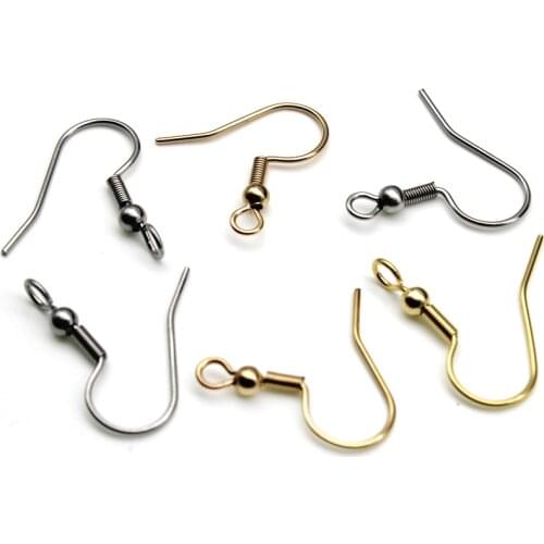 50pcs/lot 316 Surgical Stainless Steel Ear Hooks Earrings Clasps Findings Earring Wires For Jewelry Making Supplies Wholesale