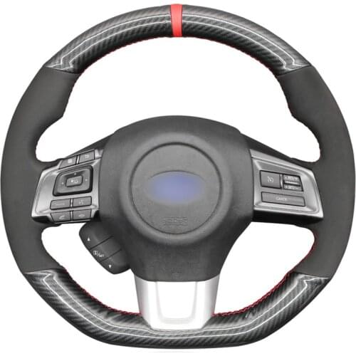 Car Steering Wheel Cover for Subaru WRX (STI) Levorg 2015 2016 2017 2018 2019 Black PU Carbon Fiber Hand Sew