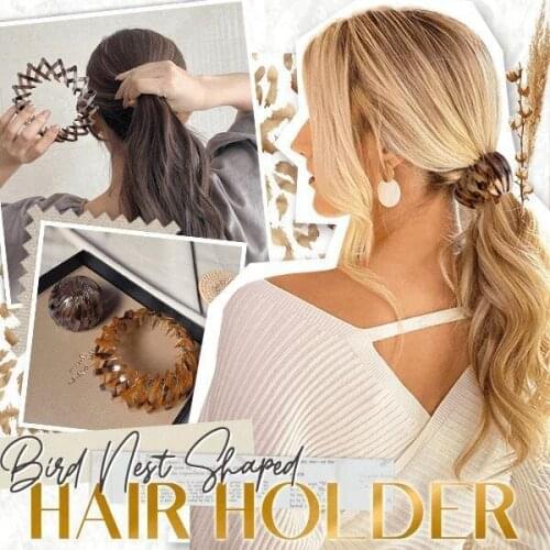 Nest Shaped Hair Holder Crystal Tail Hair Bun Holder Claw Pins Hairdresser Fashion Retro Leopard Print Hairst Dropshipping Store