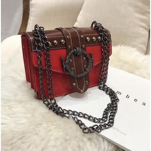 European Fashion Female Square Bag 2021 New Quality PU Leather Womens Designer Handbag Rivet Lock Chain Shoulder Messenger bags