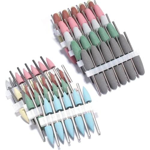10pc Milling Cutter Silicone Nail Drill Bit Rubber Rotary Manicure Drills Bit Electric Burr Cuticle Polishing Tools Accessories