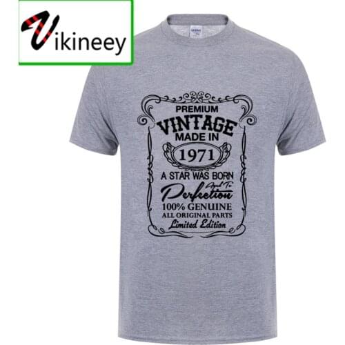 Vintage Limited Edition Star born in 1971 T shirt Men Dad Father birthday gift T-shirt Premium cotton world best papa Retro Tops