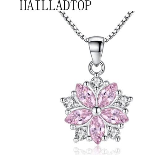 Crystal Flowers Shiny Pendant Necklace Net Red Winding Choker Necklaces Super Zircon Pendant Jewelry with Wave Chain Neck Jewel