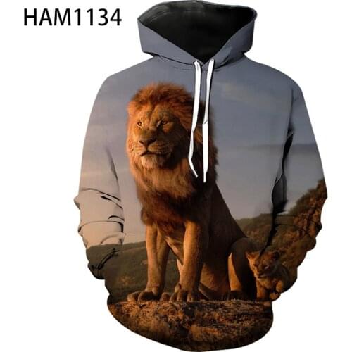 2021 Lion King 3D printed Hoodie Boys and girls street fashion elements spring and autumn Sweatshirt long sleeve