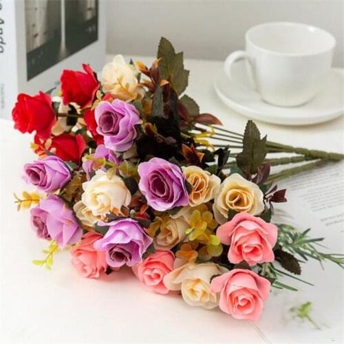 Artificial flower Silk rose Bouquets Simulation flowers Cloth rose flower Fake Rose for Wedding Birthday Party Home Decoration