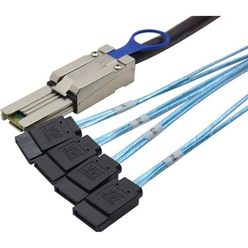 SAS To SATA Cable SFF-8088 To 4 SATA 7Pin Mini SAS 26P SFF-8088 TO 4SATA 12Gbps Array Card Hard Disk Data Cable 1M 2M