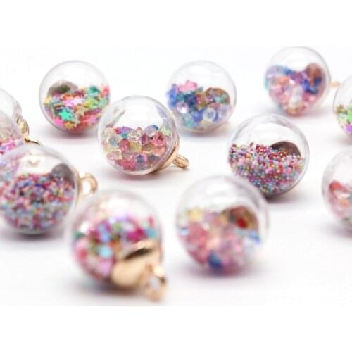 10pcs 15.5mm round glass ball colorful color pendant earrings jewelry accessories DIY Christmas ornaments party decoration