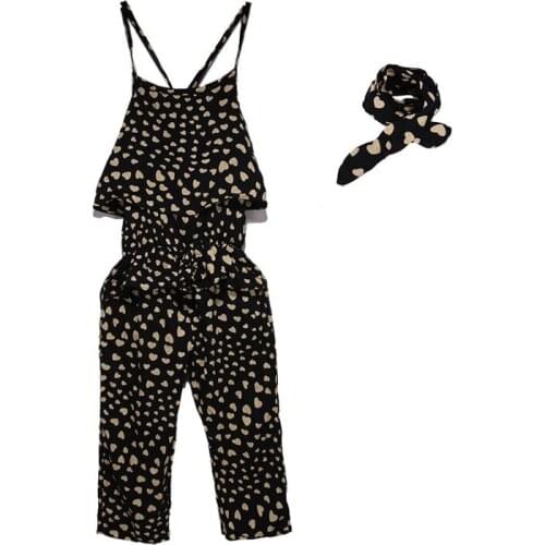 Fashion Heart Flower Kids Girls Jumpsuits Bib Pants Suspender Trousers Overalls