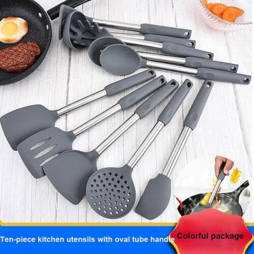 Kitchenware Cooking Utensils Set Grey Heat Resistant Kitchen Non-Stick Cooking Utensils Black Baking Tools
